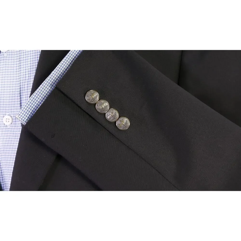 Brooks Brothers Black Metal Logo Buttons 2-Btn Wool Blazer Jacket 42S